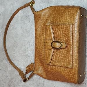ETIENNE AIGNER Croc Embossed Cowhide Leather Shoulder Bag-EUC